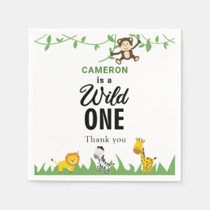 Serviette En Papier Kawaii Wild Un Anniversaire Safari Jungle Animaux