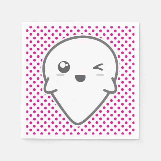 Serviette En Papier Kawaii Winking Ghost Napkins (Devant)