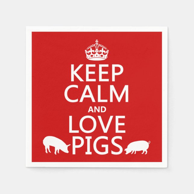 Serviette En Papier Keep Calm and Love Pigs (Devant)