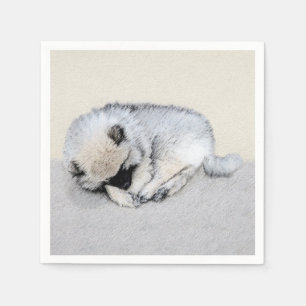Serviette En Papier Keeshond Sleeping Puppy Peinture Chien Art origina