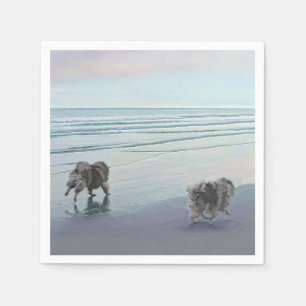 Serviette En Papier Keeshonds at the Seashore Peinture Dog Art