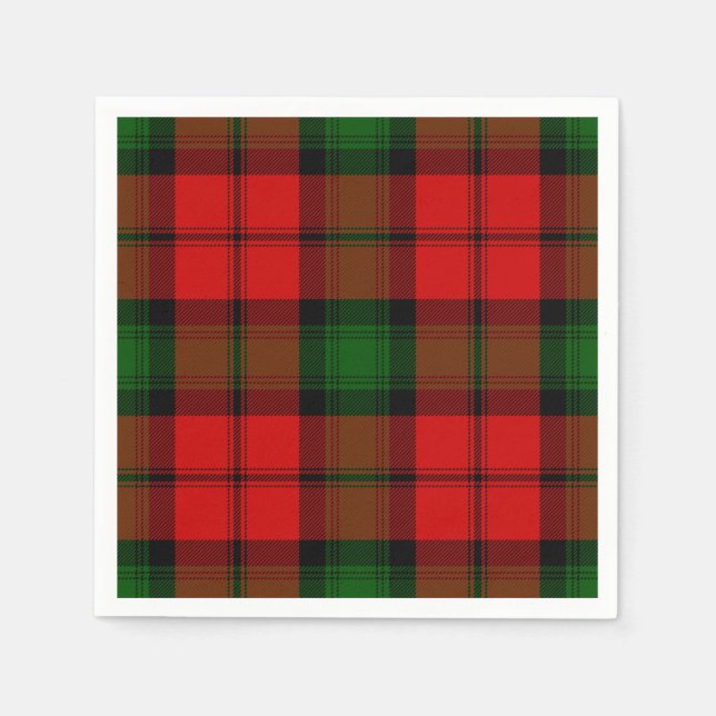 Serviette En Papier Kerr tartan rouge vert plaid (Devant)
