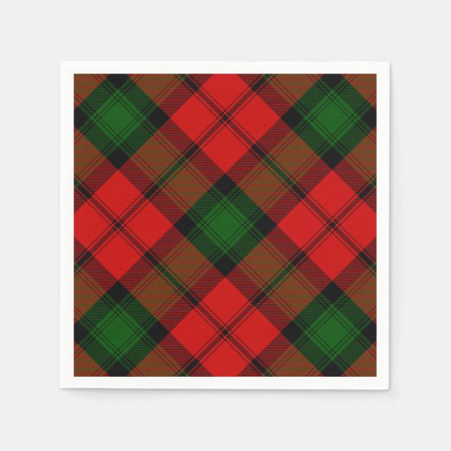 Serviette En Papier Kerr tartan rouge vert plaid (Devant)