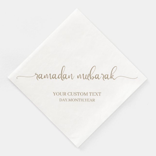 Serviette En Papier Khaki Ramadan Mubarak Calligraphie Personnalisée (Coin)