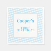 KIDS PARTY vintage en vichy motif garçon bleu