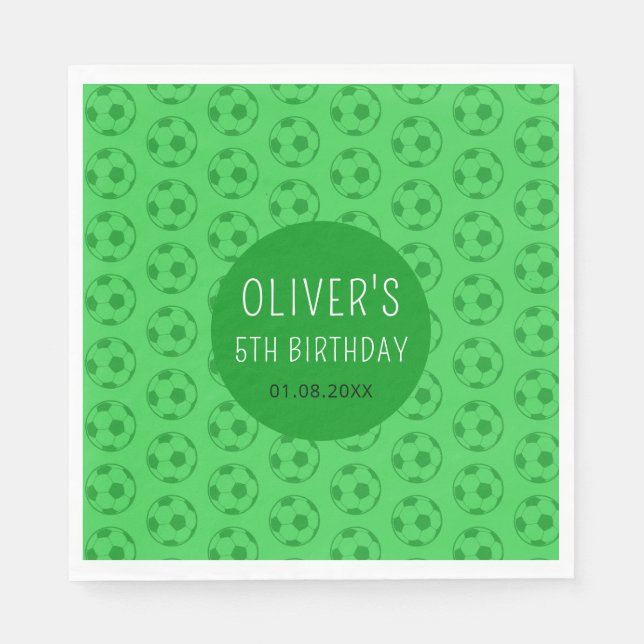 Serviette En Papier Kids Soccer Ball Green Boys Birthday Party (Devant)