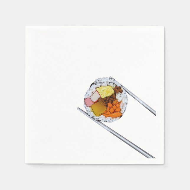 Serviette En Papier Kimbap Slice with Chopsticks - Art alimentaire cor (Devant)