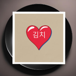 Serviette En Papier Kimchi dans le coeur rouge -kaki