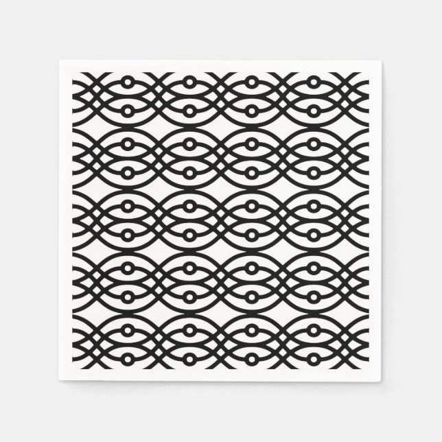 Serviette En Papier Kimono imprimé, noir sur blanc (Devant)