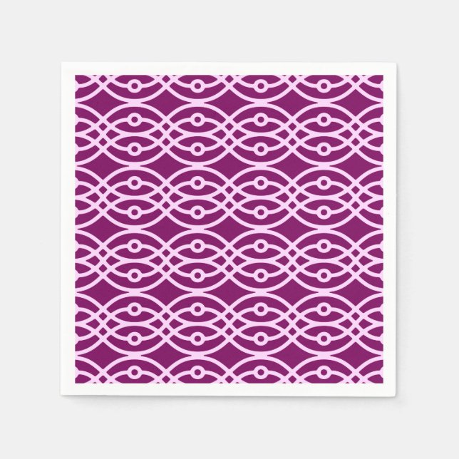 Serviette En Papier Kimono imprimé, prune et rose (Devant)