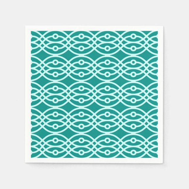 Serviette En Papier Kimono imprimé, turquoise et aqua (Devant)