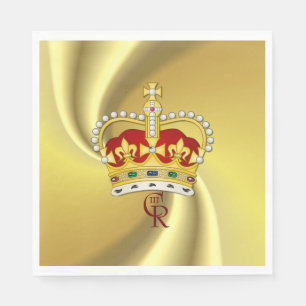 Serviette En Papier King Charles III Monogramme et Crown Napkin