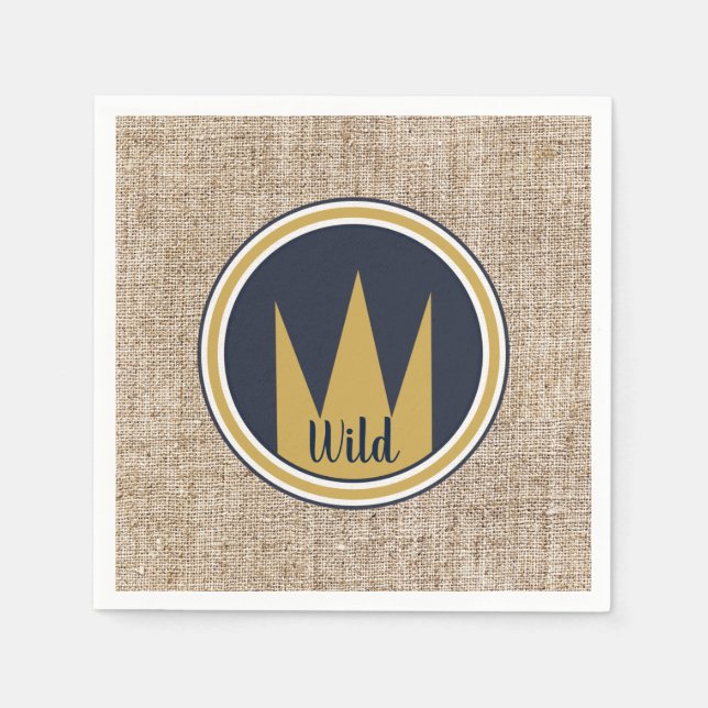 Serviette En Papier King Wild Thing Gold Crown Burlap Anniversaire (Devant)