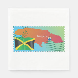 Serviette En Papier Kingston Jamaïque Carte Et Drapeau