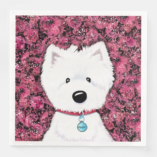 Serviette En Papier KiniArt Westie Impressions florales (Devant)