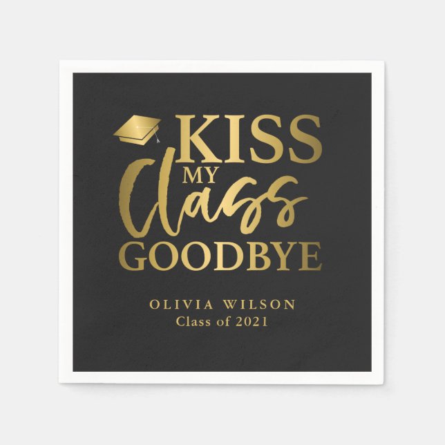 Serviette En Papier Kiss My Class Goodbye Gold Black (Devant)