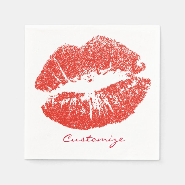 Serviette En Papier Kissing Red lips (Devant)