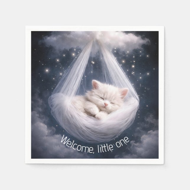 Serviette En Papier Kit de Baby Shower Chatons dans un Hamac en Tulle (Devant)