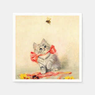 Serviette En Papier Kitten avec ruban rouge