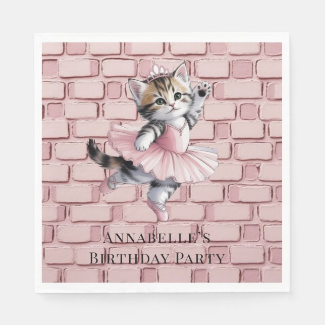 Serviette En Papier Kitten Ballerina Girl Birthday Party (Devant)