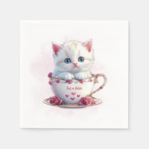 Serviette En Papier Kitten en Coupe Fleurs roses serviettes