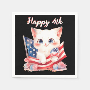 Serviette En Papier Kitten patriotique 4 juillet Happy 4th Custom