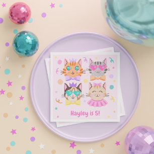 Serviette En Papier Kitten Roses Colorful Filles Chat Anniversaire de