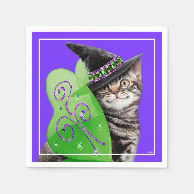 Serviette En Papier Kitten Witch Fairy (Devant)