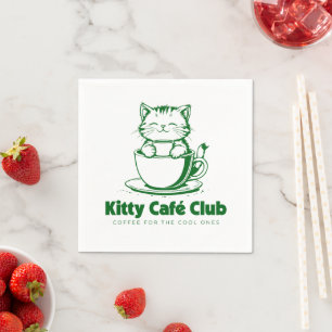 Serviette En Papier Kitty Café Club – Café pour les Cool