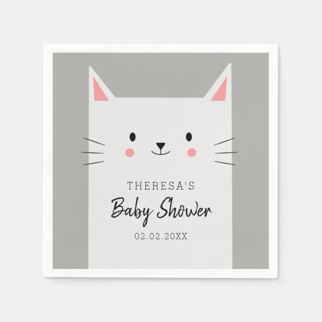 Serviette En Papier Kitty Chat Thème Baby shower Cute Kitten (Devant)