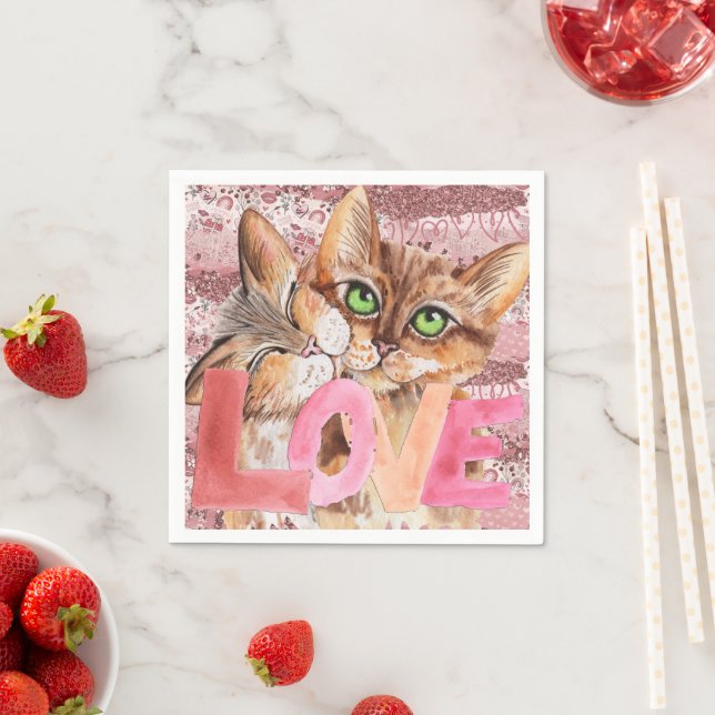 Serviette En Papier Kitty Love (En situation)
