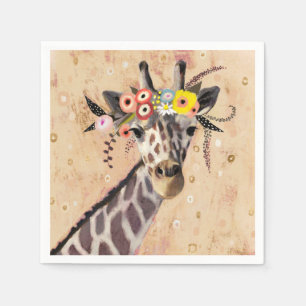 Serviette En Papier Klimt Giraffe   Couronne De Fleurs