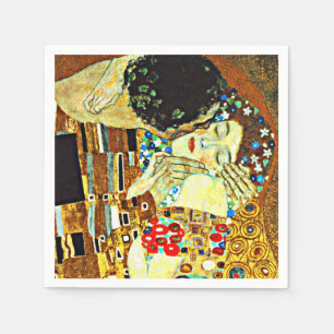 Serviette En Papier Klimt - Le Kiss, Closeup
