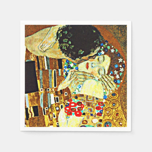 Serviette En Papier Klimt - Le Kiss, Closeup (Devant)