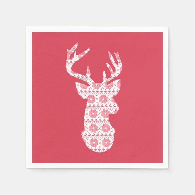 Serviette En Papier Knit d'hiver Reinder Papier Naples (Devant)