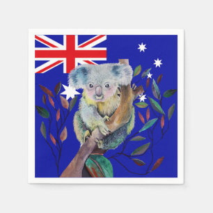 Serviette En Papier Koala aquarelle gommier drapeau australien