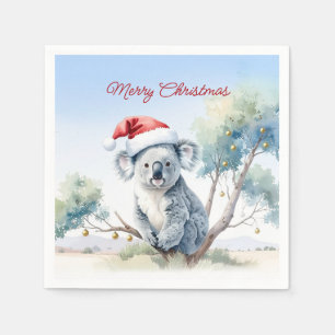 Serviette En Papier Koala assise dans un gommier Joyeux Noël