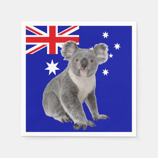 Serviette En Papier Koala avec fond de drapeau australien   (Devant)