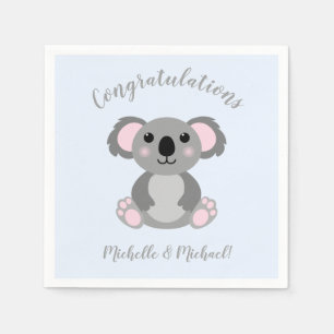 Serviette En Papier Koala Bear Baby shower Blue Boy