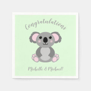 Serviette En Papier Koala Bear Baby shower vert genre neutre