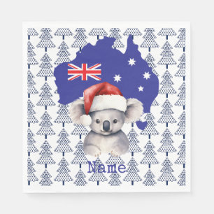 Serviette En Papier Koala Bear sur le drapeau australien et l'arbre de