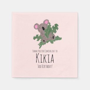 Serviette En Papier Koala Dessin Animé Vert Fête d'anniversaire  