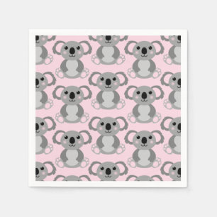 Serviette En Papier Koala ours Baby shower fille rose