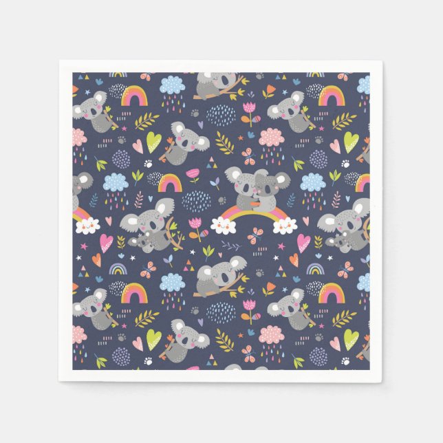 Serviette En Papier Koala Rainbow Love Motif (Devant)