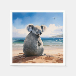 Serviette En Papier Koala regardant l'océan