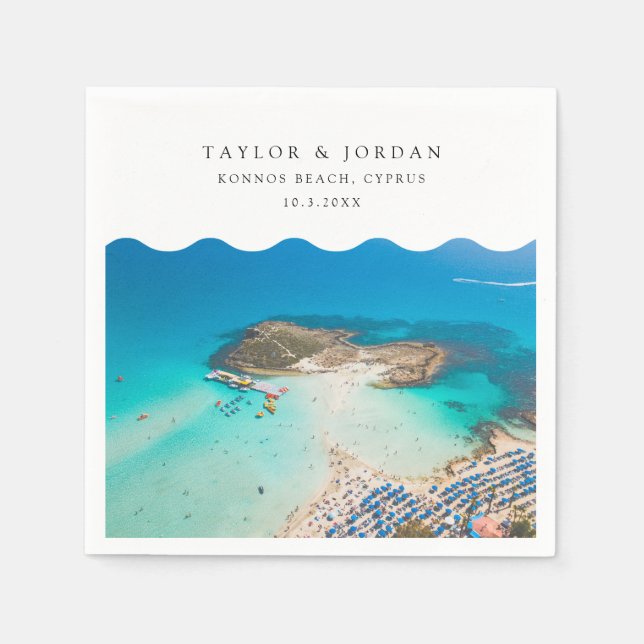 Serviette En Papier Konnos Beach Wedding Custom Cocktail Napkin (Devant)
