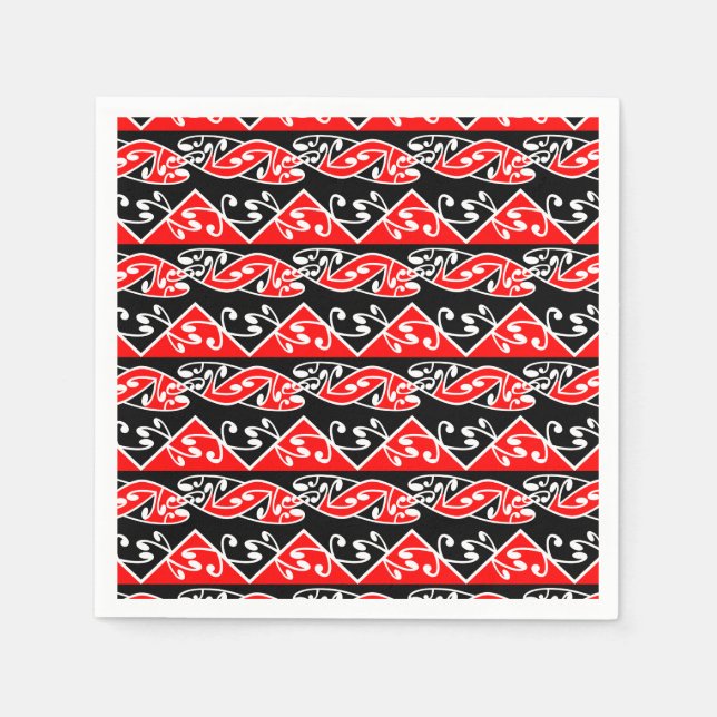 Serviette En Papier Kowhaiwhai traditionnel Maori Koru Motif (Devant)