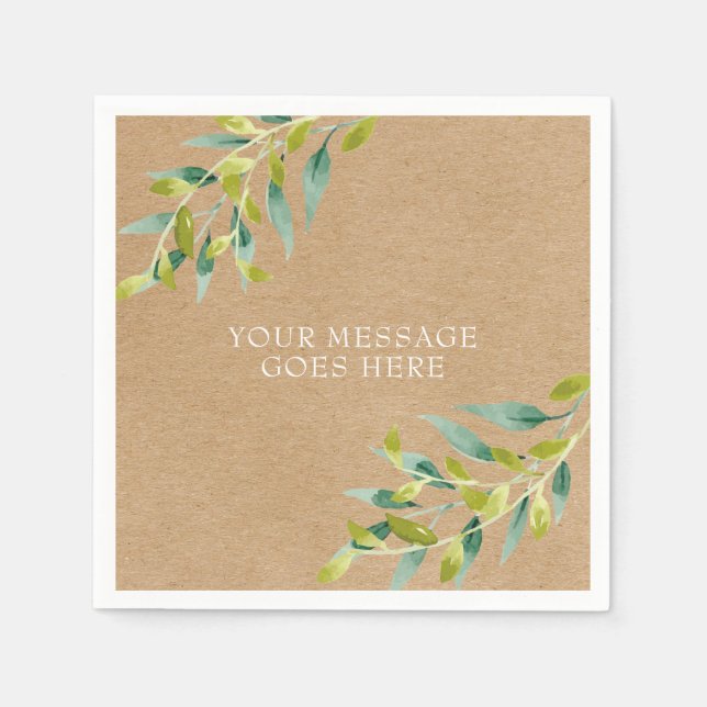Serviette En Papier Kraft rustique Fraîcheur de verdure de prairie (Devant)