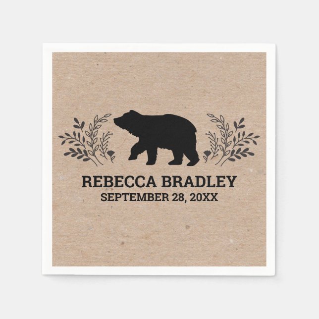 Serviette En Papier Kraft Rustique Ours Lumberjack Baby shower Napkin (Devant)