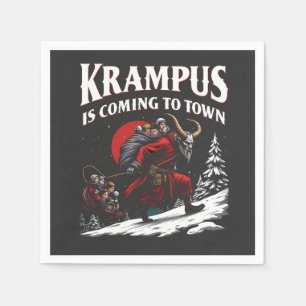 Serviette En Papier Krampus arrive à Town Krampus Noël